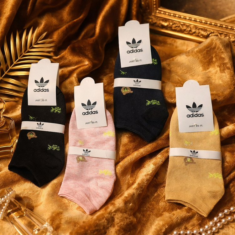 جوراب مچی فانتزی زنانه و دخترانه نخی 12 جفتی برند آدیداس