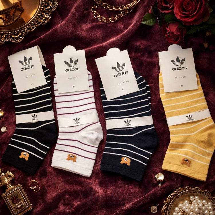 جوراب مچی فانتزی زنانه و دخترانه نخی 12 جفتی برند آدیداس