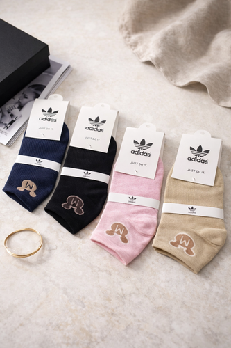 جوراب نیم ساق زنانه ودخترانه فانتزی 12 جفتی برند آدیداس