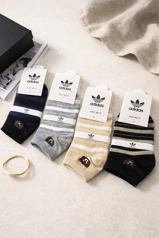 جوراب مچی فانتزی زنانه و دخترانه 12 جفتی برند آدیداس