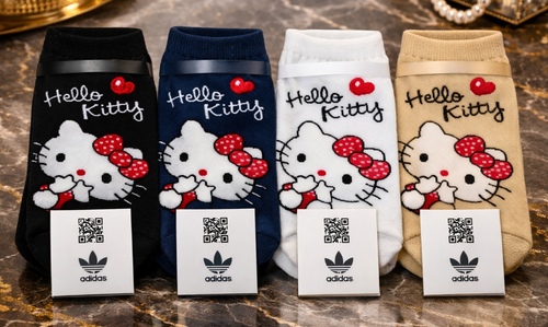 12 جفت جوراب مچی فانتزی زنانه و دخترانه ریز بافت نخی نرم و لطیف برند Adidas